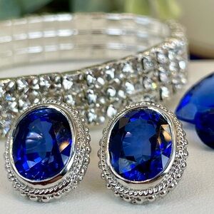 11.8ct Blue Sapphire Silver Earrings 925
